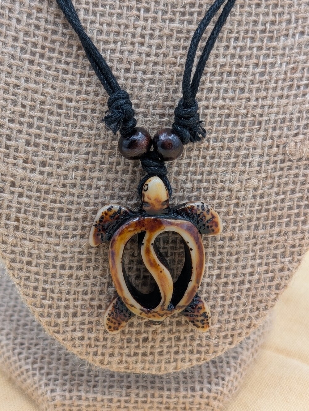 Sea Turtle Pendant Necklace Adjustable Cord Hawaiian Boho Beach Coastal Unisex
